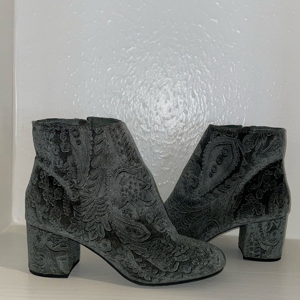 Zigi Soho Nydia Velvet Embossed Ankle Boots, Size 7.5